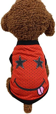 Axchongery Small Dog Clothes Cute Smile Face Mesh Breathable T-Shirt Dogs Summer Cool Outfit
