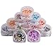 WOKOTO 12 Jars Multi-shape Nail Art Sequins Glitter Powder Mix Color Stars Shape Heart Shape Crescent Shape Colourful Nail Manicure Nail Art Decorations Paillette
