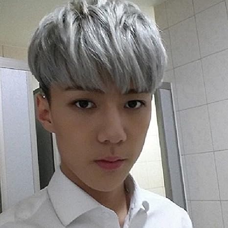 Gay Grandmother Gray Short Straight Hair Cosmetic Becomes Pretend