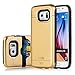 Galaxy S6, Dual-layer Heavy Duty Matte Rugged Protective Cover with Slider ID Credit Card Slot Cash Holder for Samsung Galaxy S6 by Cazle (Gold)