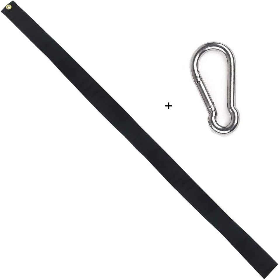 5 FT Black Mourning Ribbon Streamer for 3x5' Flag + 1 PCS Spring Snap Hooks to Attach to Flags or Pole