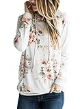ZKESS Womens Floral Print Hooded Sweatshirt Long Sleeve Pullover Hoodies with Pocket