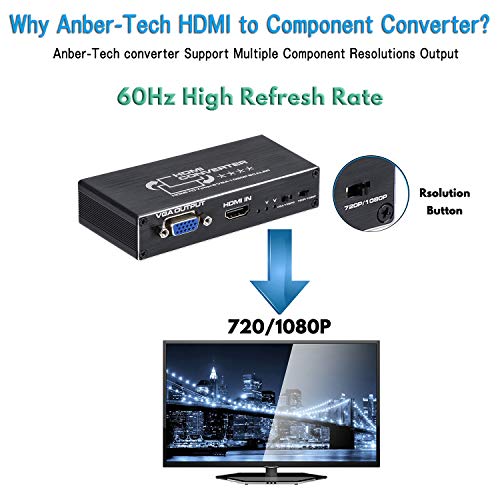 1080P HDMI to Component(YPbPr/RGB/5RCA) or VGA Scaler Converter with Toslink SPDIF Audio Output for PC, PS3, Roku Etc, Black