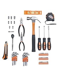 VonHaus Juego de herramientas de 65 piezas Kit de herramientas de mano para el hogar con llave de carraca, juego de destornilladores, kit de enchufe, alicates en una caja de almacenamiento moldeada ideal para bricolaje reparación del hogar