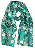 Funky Junque's Satin Christmas Theme Snowman Holly Tree Candy Cane Holiday Scarf