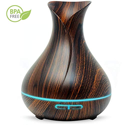 Gold Armour 400ml Aromatherapy Essential Oil Diffuser – Diffusers for Essential Oils with Color Led Lights Changing for Home, Yoga, Office, Spa, Bedroom, Baby Room (Brown)