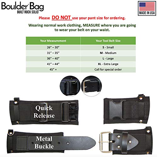 BOULDER BAG Ultimate Comfort Combo 104 Electrician Tool Belt with Leather Belt Buckle, Heavy