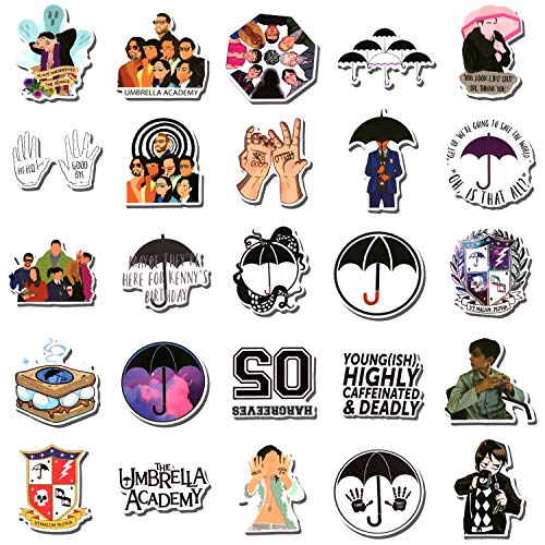 50Pcs The Umbrella Academy Stickers TV Show Comic Decal Vinyl Waterproof Sticker for Hydro Flask Laptop Water Bottle Gift for Kids Adult