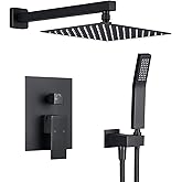 Artiqua Shower System 10 Inches Rain Shower Combo Set Black Wall Mount Faucet Bathroom Faucets with Rainfall Shower Head and Hand Shower