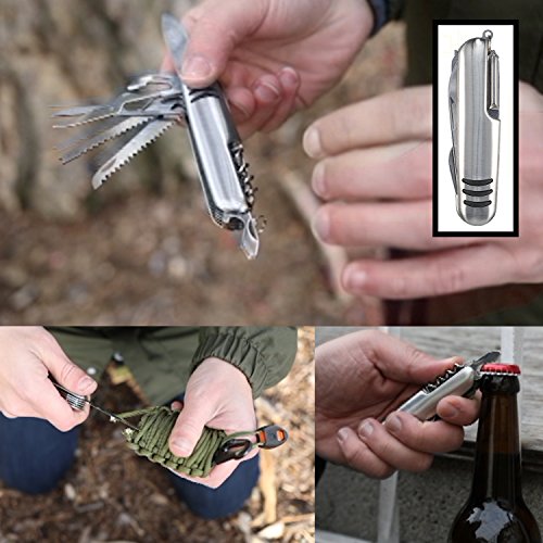 Emergency Survival Kit UPGRADED #1 BEST 43 in 1 Tools Outdoor Gear For Camping EDC Hiking Disaster Preparedness With First Aid Supplies Your Tactical Off Grid Bug Out Bag Tool Box (Black, Large)