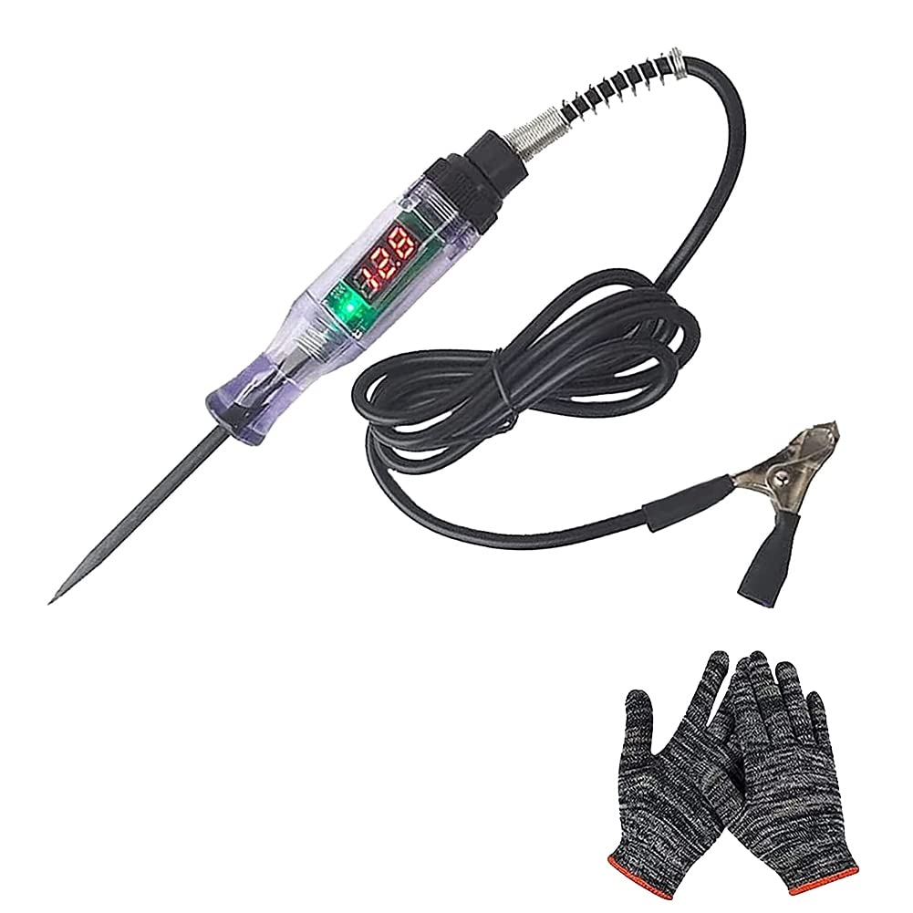Sitrzuiget Car Truck Circuit Test Pen 6V/12V/24V DC Digital Test Pen Automotive Test Light Pen with Gloves