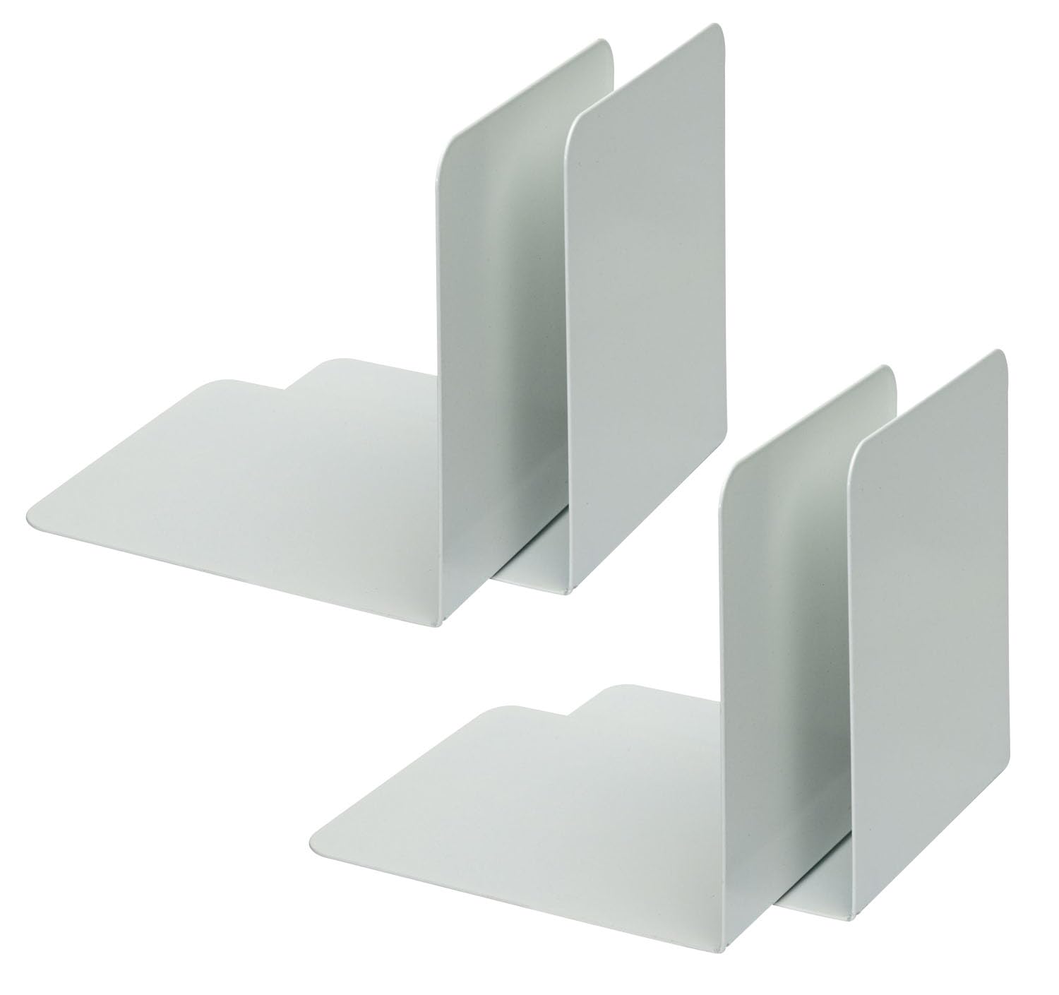 ALCO 4302-10-4 Metal Bookends, Pack of 4, White, 14 x 14 x 12.5 cm, for School, Office and Home