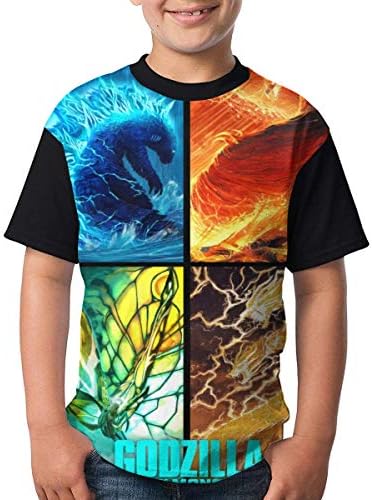 Kmehsv Godzilla King of The Monsters T Shirts Youth Round Neck Shirt Teenager Boys Personality Tees