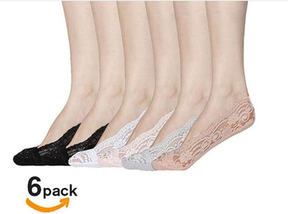6 Pairs No Show Socks Women No Show Liner Socks Womens No Show Socks Thin Low Cut Casual Socks Lacy Bud Silk Lace Cotton
