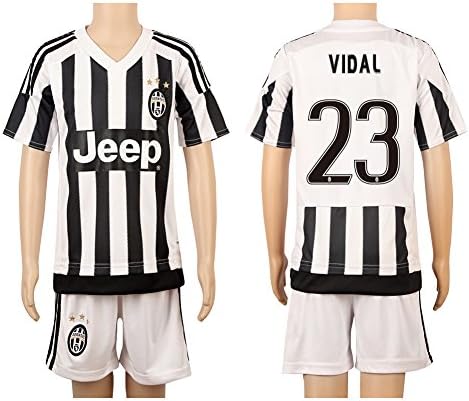 White &amp; Black #23 Vidal Home Kids Youth Soccer Jersey (2015/16)