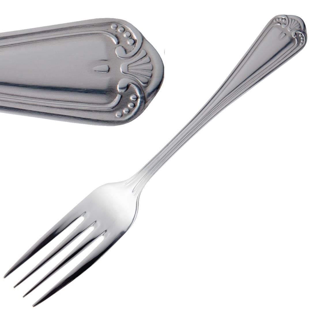 Olympia Jesmond Stainless Steel Table Fork (12 Pack) - Dinner and Table Silverware Cutlery Set C147