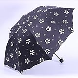 Inoutdoorkit CCU01 Travel Umbrella Parasol for Women Girl Kid Children Student, Magic Water Activated Color Change Flower, Portable Small Foldable Windproof Anti-UV for Beach Camping (Black)