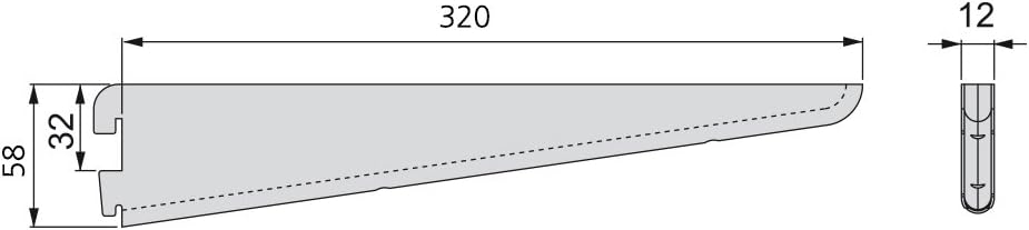 Emuca - Shelf Brackets for Twin Slot Wall Rail (Grid Dimension: 32mm (1,25 inch)), White, 320mm (12,6 inch), Set of 20 Pieces - Image 3