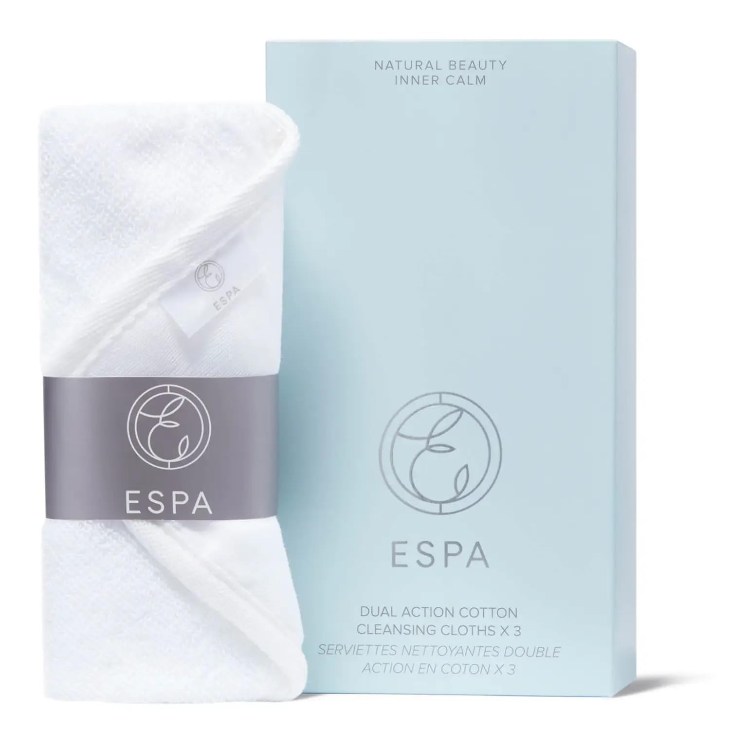 ESPA | Dual Action Cotton Cleansing Cloths | Set of 3 | 100% Pure Cotton | Spa-Level | Muslin Side to Exfoliate and Side for Makeup Removal — image 1
