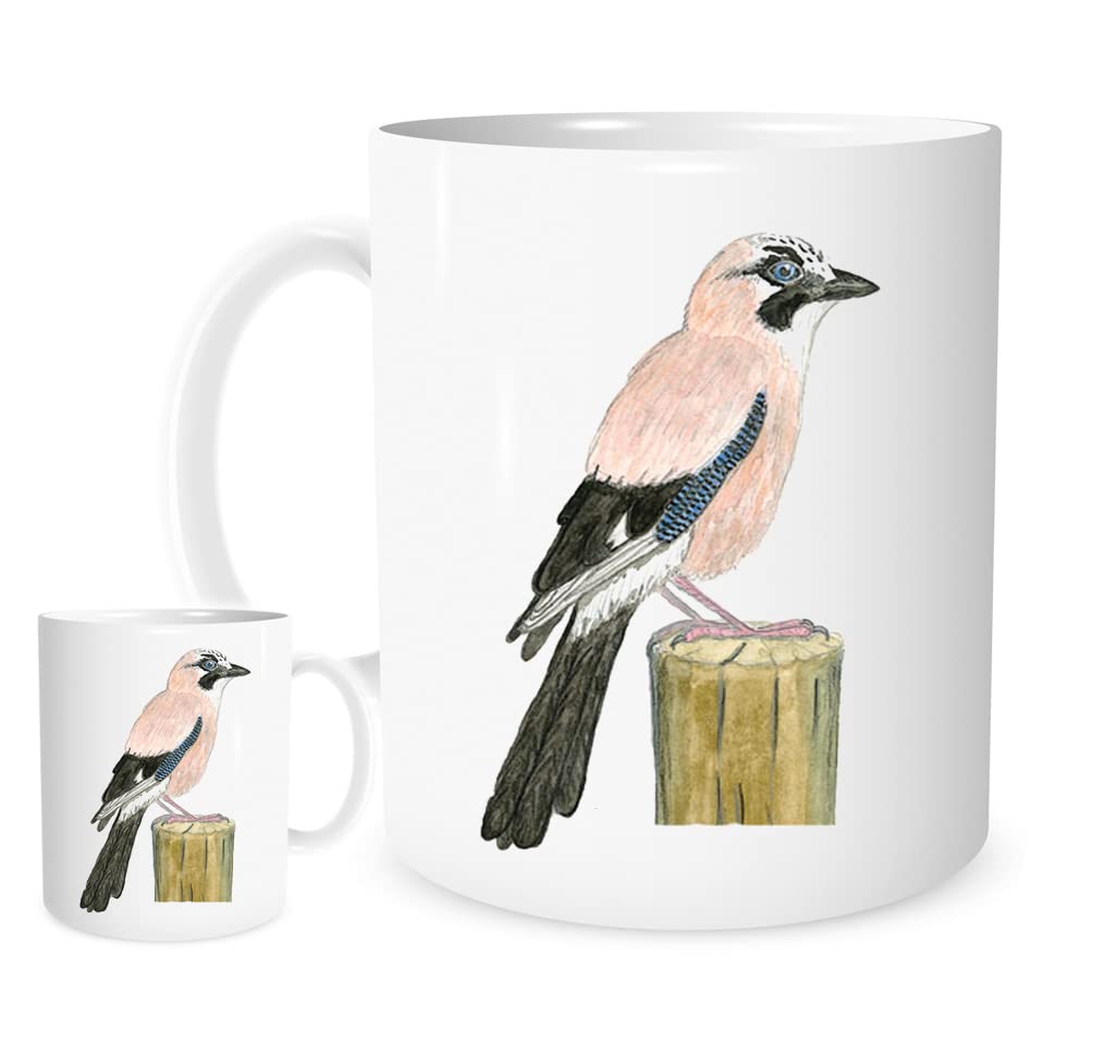 Stoneys Badges Jay Bird Mug – Hand‑Drawn Wildlife Illustration, Nature Lover Gift, Birdwatcher Coffee Cup, Artistic Ceramic Mug