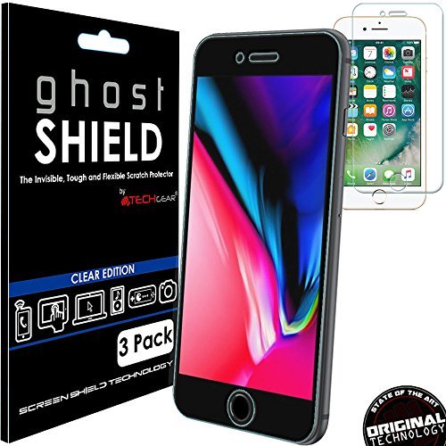 TECHGEAR [3 Pack Screen Protector Compatible with iPhone 8 Plus, iPhone 7 Plus 5.5 inch - [ghostshield] Genuine Reinforced TPU Screen Protector Guard with Full Screen Coverage