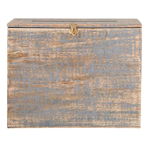 Wedding Card Box Secured Lockable Card Box with Card Slit - Distressed Finish Gift Card Box Wishing Well Card Box for Weddings, Receptions, Birthdays, Graduations, Baby Showers, 12"L X 10"H X 4.5"W, - Thumbnail 3