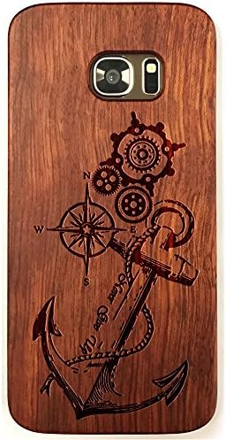 Samsung Galaxy S6 Edge Natural Wood Case |BTHEONE Handmade Premium Quality Genuinely Natural & Unique | Strong & Stylish Snap on Back Bumper | Non-Slip (Rose-Anchor)