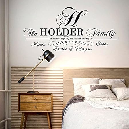 Adesivo Da Parete Con Nome Della Famiglia E Nome Dei Membri Della Famiglia Con Nome Iniziale Della Famiglia Monogramma Con Scritta In Lingua Inglese Cognome Amazon It Casa E Cucina