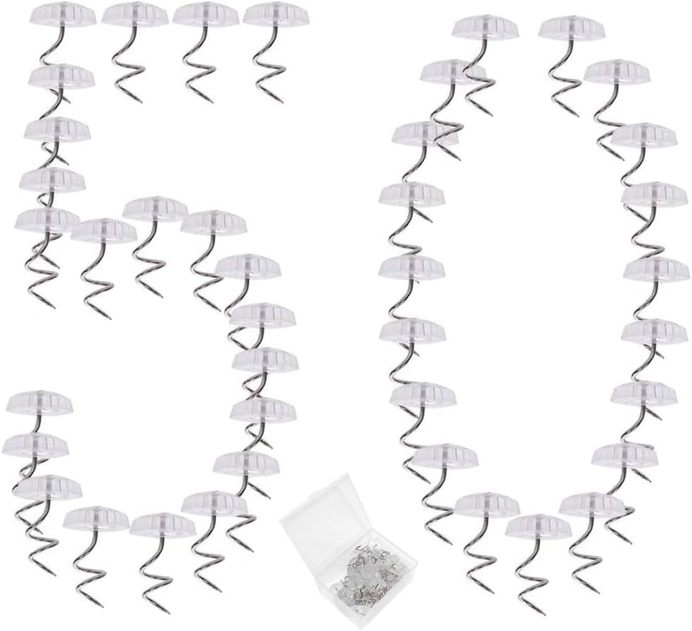 longsen Twist Pins 50 Pcs Bed Skirt Pins with Clear Heads Holds Upholstery Twist Pins Holds Bedskirt, Sheet, Sofa Cushion, Slipcovers Pins for Sewing and Home Decor -