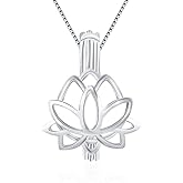 LGSY Lotus Cage Pendants for Pearl Jewelry Making Sterling Silver, Design Cage Pendants for Women