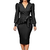IbuduSexy Church Dresses for Women Elegant Sexy Business Outfits for Women Solid Color Pencil Dress for Women