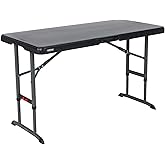LIFETIME 4-Foot Commercial Adjustable Folding Table, Black