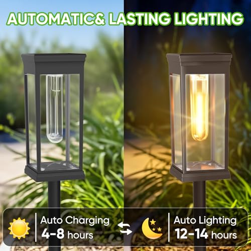 8 Pack Solar Pathway Lights Outdoor,Waterproof Brighter Solar Outdoor Lights,Auto On/Off Solar Lights Outdoor Garden,Outdoor Solar Lights for Walkway Driveway Garden