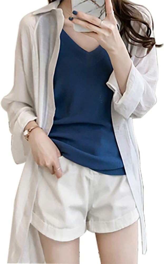KCatsy Women Loose Blouse Casual Top Fashion Poplin Casual Shirt Plus Size
