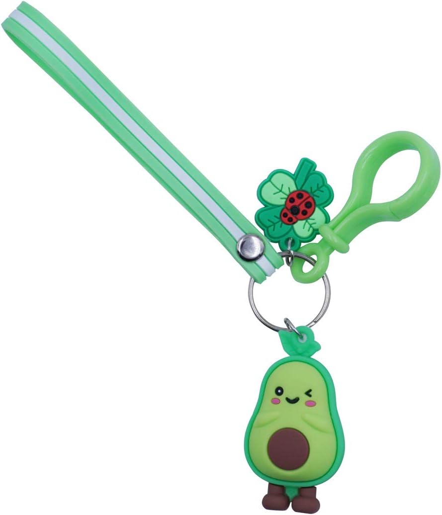 Green Avocado 3D Soft PVC Key Ring Leaf Couple Keychain Gift for Men Women Key Chain