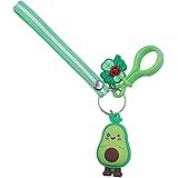 Green Avocado 3D Soft PVC Key Ring Leaf Couple Keychain Gift for Men Women Key Chain