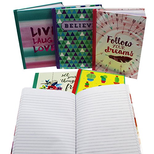 Hardback Notebook Set (6 Notepads Total) 5" x 7", Includes Beautifully Illustrated Covers. 60 Sheets Each Notebook, College Ruled Lined Stationery (Foil) - Thumbnail 3