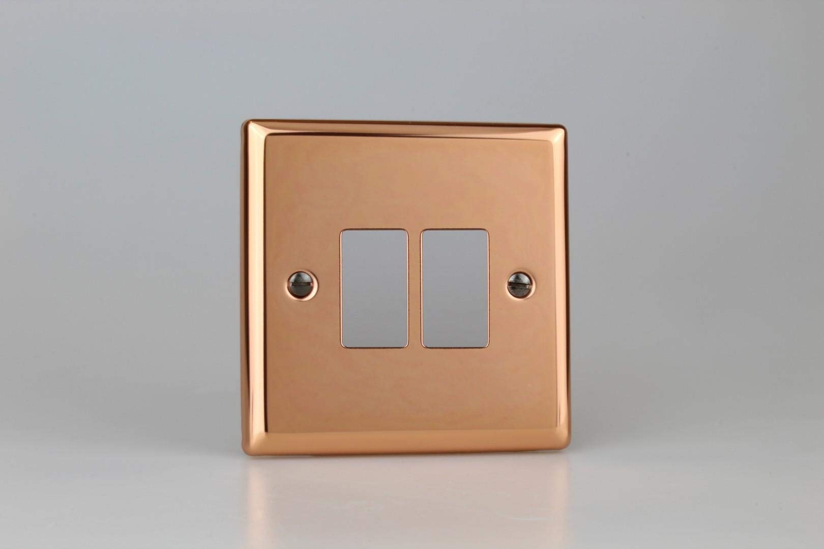 Varilight 2-Gang PowerGrid Plate Including Yoke (Single Plate) in Polished Copper