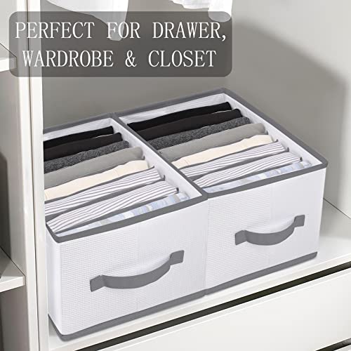 sprecenk Wardrobe Organiser 9 Grid Storage Boxes Drawer Organiser, Pack of 2 Foldable Trousers Storage Clothes Storage for T-Shirts, Shorts, Skirts, Light Grey