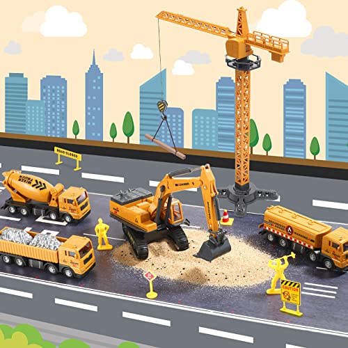skirtoy Kids Construction Vehicles Playset with Playmat, 18" Crane Toy