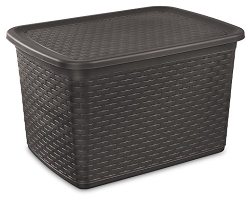 Sterilite 12786P04 17 Gallon/64 Liter Weave Tote, Espresso, 4-Pack
