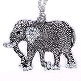 Keyzone Jewelry Woman New Retro Crystal Carved Elephant Long Chain Sweater Necklace