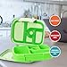Kids Bento Lunch Box Set in Green w/Trucks Design Lunch Bag, 5 Compartment Bento Box for Kids, Divided Lunch Containers, Easy Open Lunch Containers for Kids, School Lunchbox for Boys and Girls