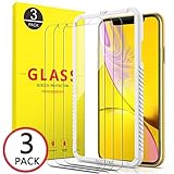 Compatible with iPhone XR Screen Protector 2018, [3pack + 1 Clear case] 2.5D Curved Edge Anti-Scratch [ Case Friendly ] Face Recognition [6.1] inch Tempered Glass Screen Protector by OULUOQI