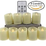 【Timer】Flameless LED Tea Light Candles,18-Batteries Included, Electric Plastic Fake Tealights Candles, Realistic, Unscented LED Votive Candles, Yellow Light(1.77" TALL and 1.57" Diameter, 9 Pack)