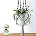 Mkono Colorful Macrame Plant Hanger Indoor Outdoor Hanging Planter Basket Cotton Rope 4 Legs 40 Inch--Gray