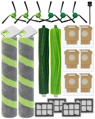21 Accessory Kits for iRobot Roomba Max 705/706 Robot Vacuum Cleaner Combo: 2 Main Brushes, 2 Washing Roller, 6 Side Brushes, 4 HEPA Filters, 6 Vacuum Cleaner Bags, 1 Brush