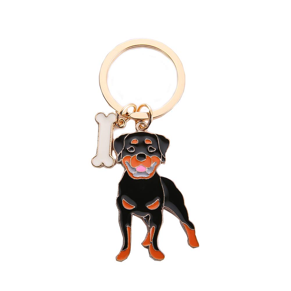 Dog Key-ring Keychain,10cm Cute Metal Dog Keychain Keyring Keyfob Bag Charm Best Birthday (Rottweiler)