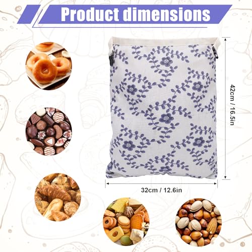 2pcs Reutilizable bolsas para pan, 42 * 32cm Bolsa de pan de cera de abejas, bolsa de lino, para masa madre, baguettes y panes artesanales