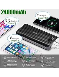 Banco de alimentación, Emnt 15600 mAh de alta capacidad de carga rápida doble puerto USB cargador portátil con luz de flash LED pantalla digital inteligente batería externa Pack para iPhone, Samsung, cámara, tabletas y más